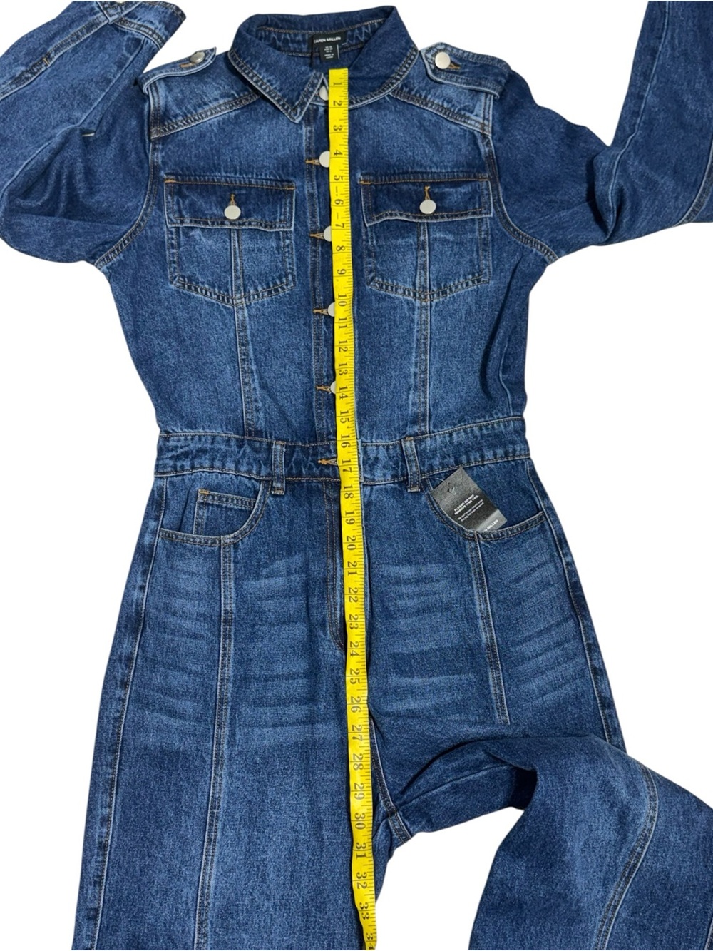 NWT Karen Millen Denim Boiler Jumpsuit Size 6 Straight Tapered Leg Med Blue - Picture 7 of 12